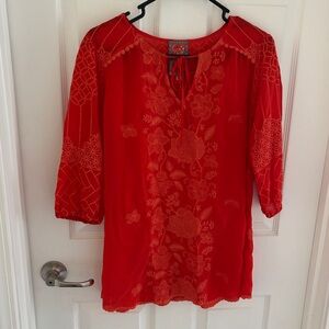 Johnny Was Jolie Selena Embroidered Tunic Blouse